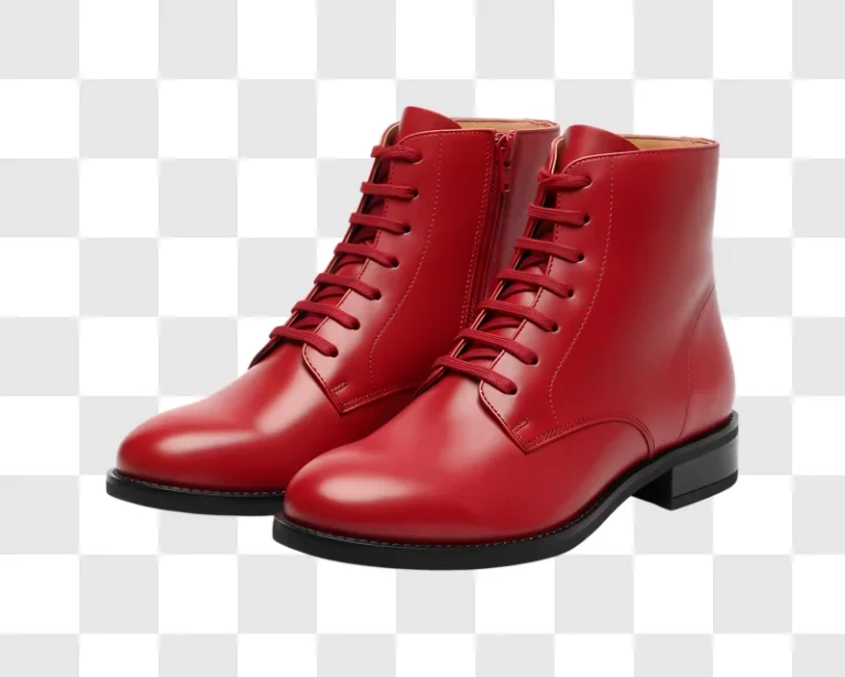 pair of red leather lace up ankle boots edited