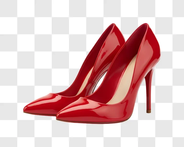 pair of shiny red high heel shoes edited