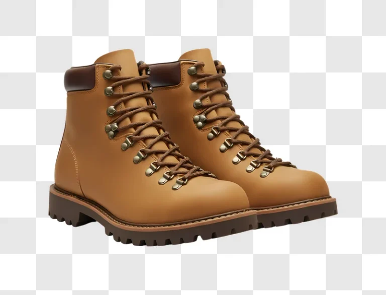 pair of tan leather hiking boots with laces edited