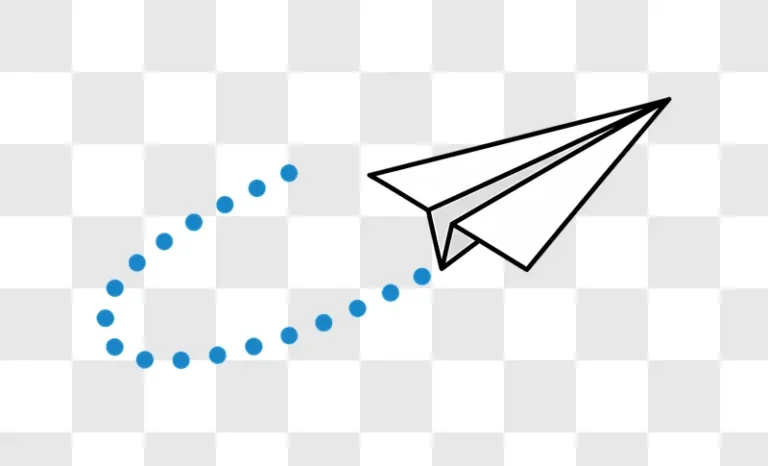 paper airplane flying with dotted line trail edited