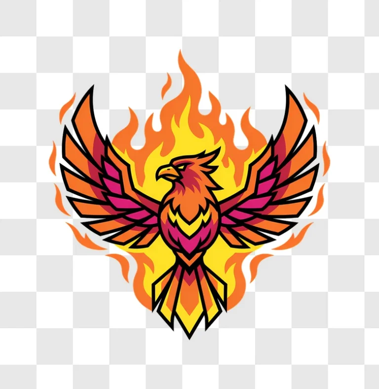 phoenix bird rising from flames mythical creature illustration edited