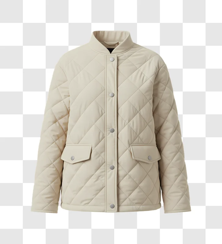 quilted beige jacket for women with pockets and buttons edited