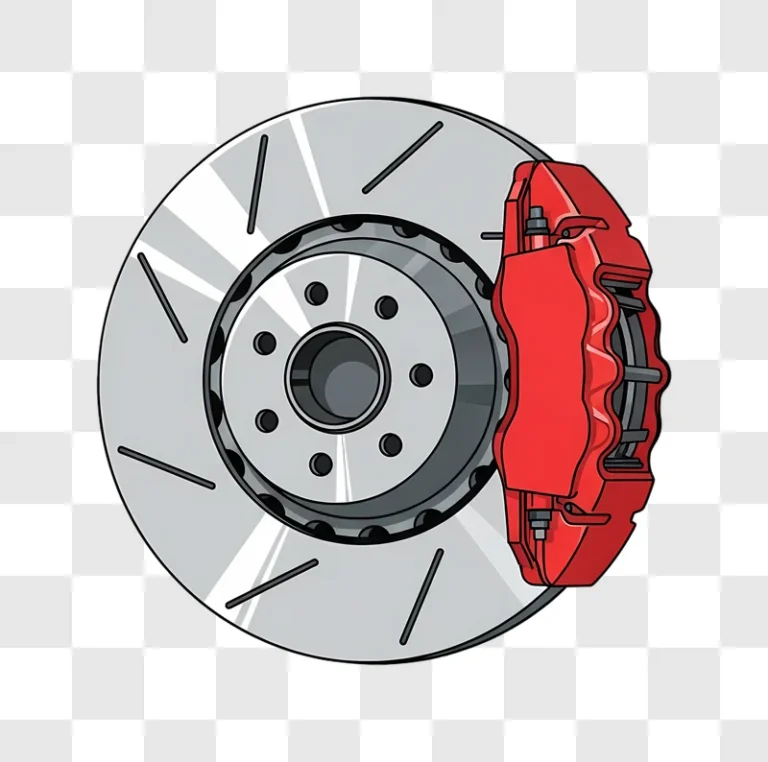 red caliper performance brake rotor illustration edited