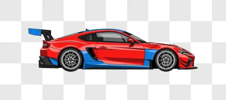 red and blue custom sports car illustration edited