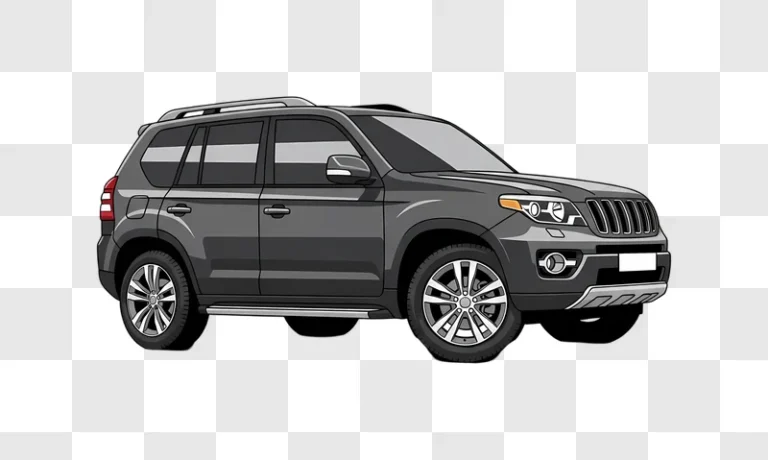 robust dark gray suv cartoon style transparent background edited