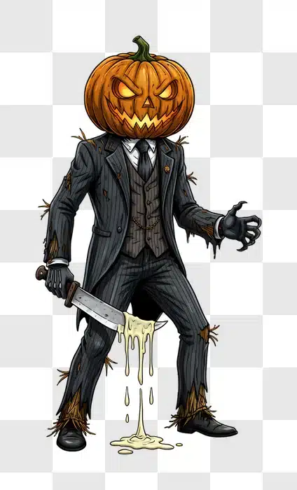 scary jack o lantern man holding knife edited