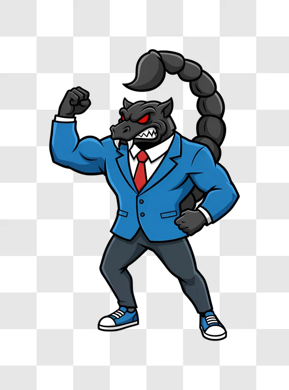 scorpion man in business suit flexing biceps edited