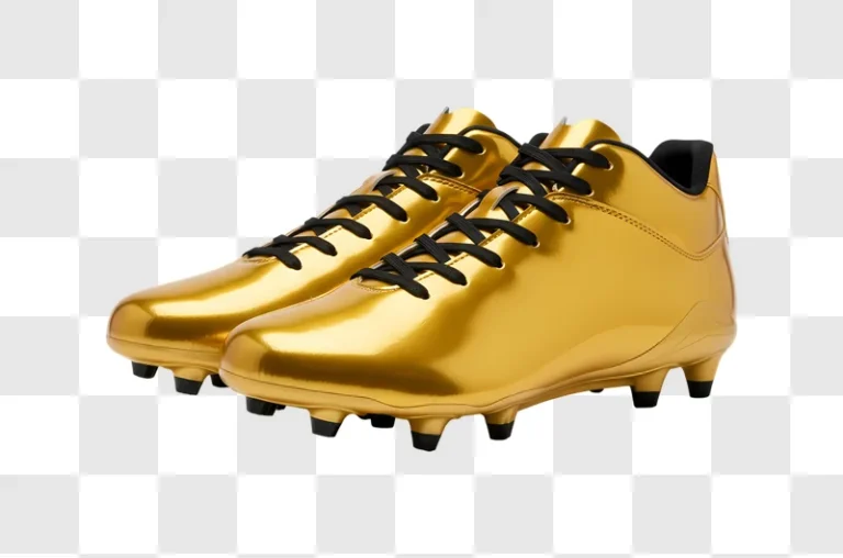 shiny gold football cleats with black laces edited