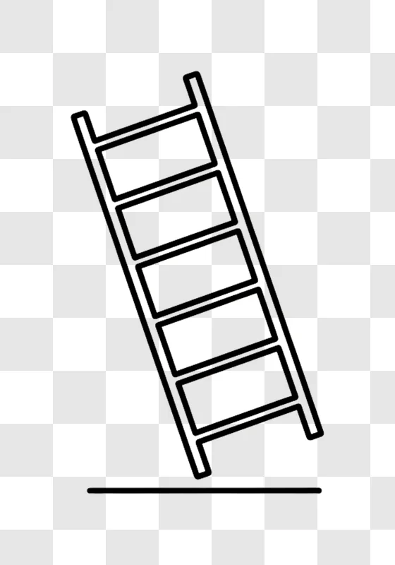 simple black and white drawing of a ladder leaning on a surface edited