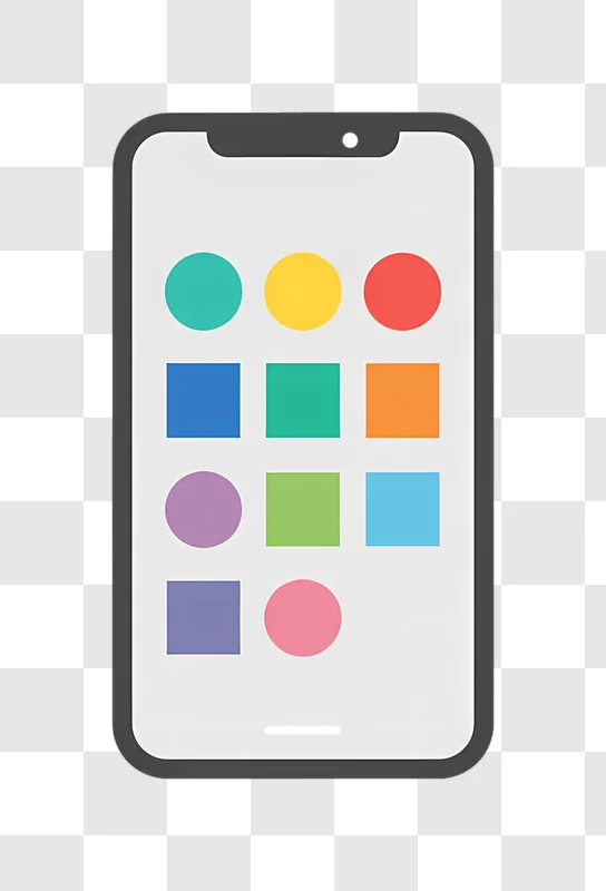 smartphone screen with colorful app icons in grid layout edited