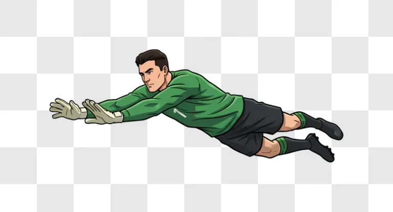 soccer goalkeeper diving save action illustration edited