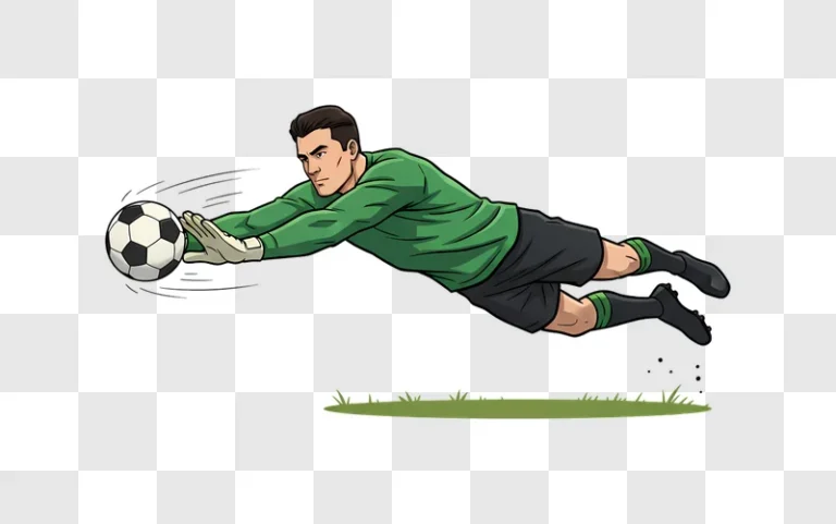 soccer goalkeeper diving to catch ball edited