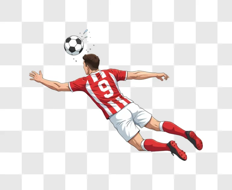 soccer player heading ball in midair dynamic action shot edited
