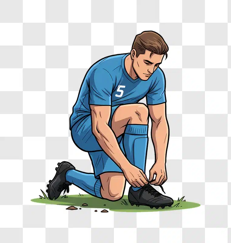 soccer player tying laces ready for game edited