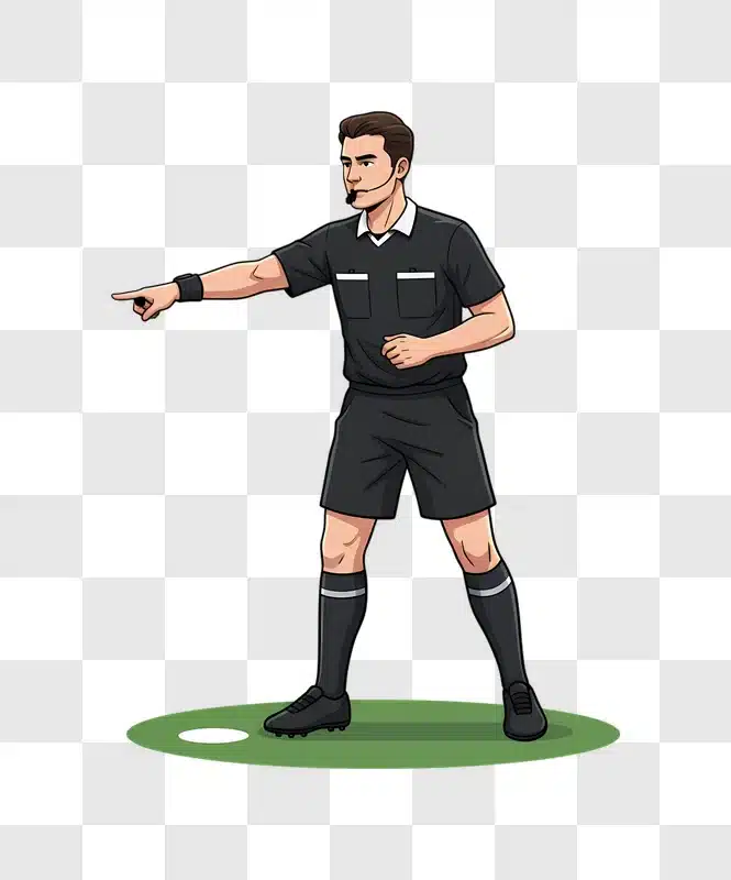 soccer referee signaling a foul during a game edited