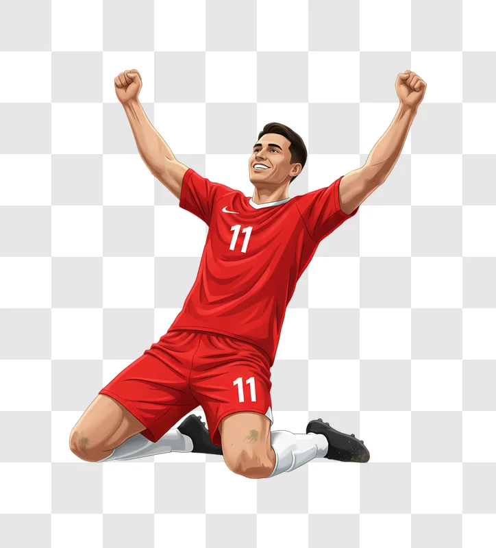 soccer player celebrating a goal on the field edited