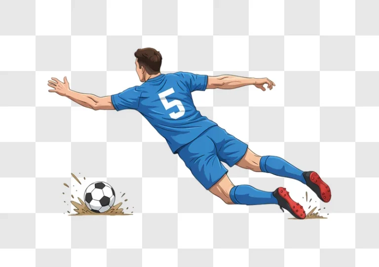 soccer player diving for the ball during a game edited
