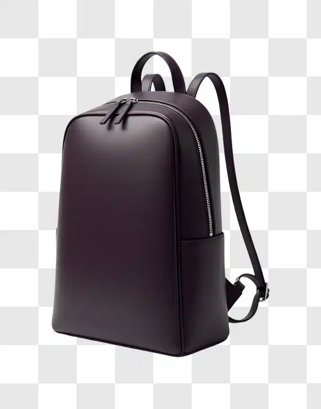 stylish dark purple leather backpack on white background edited