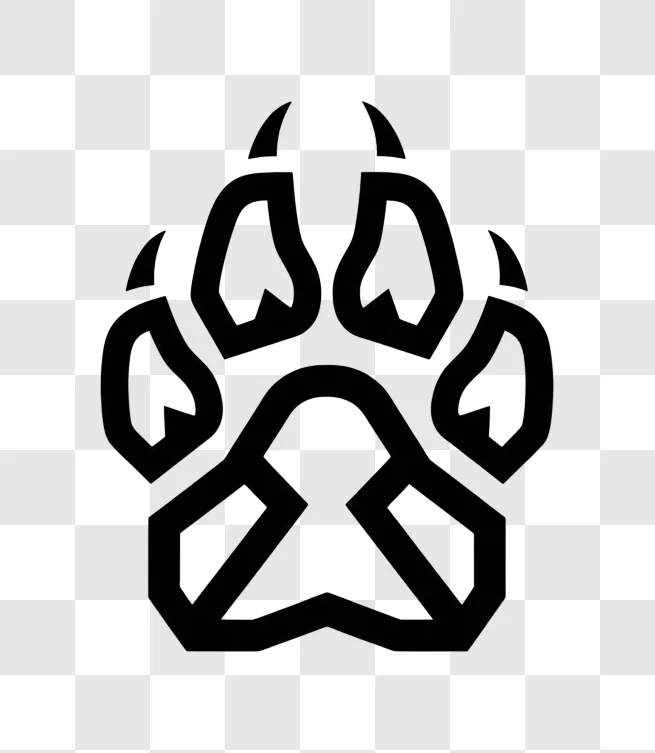 stylized black paw print icon graphic design edited