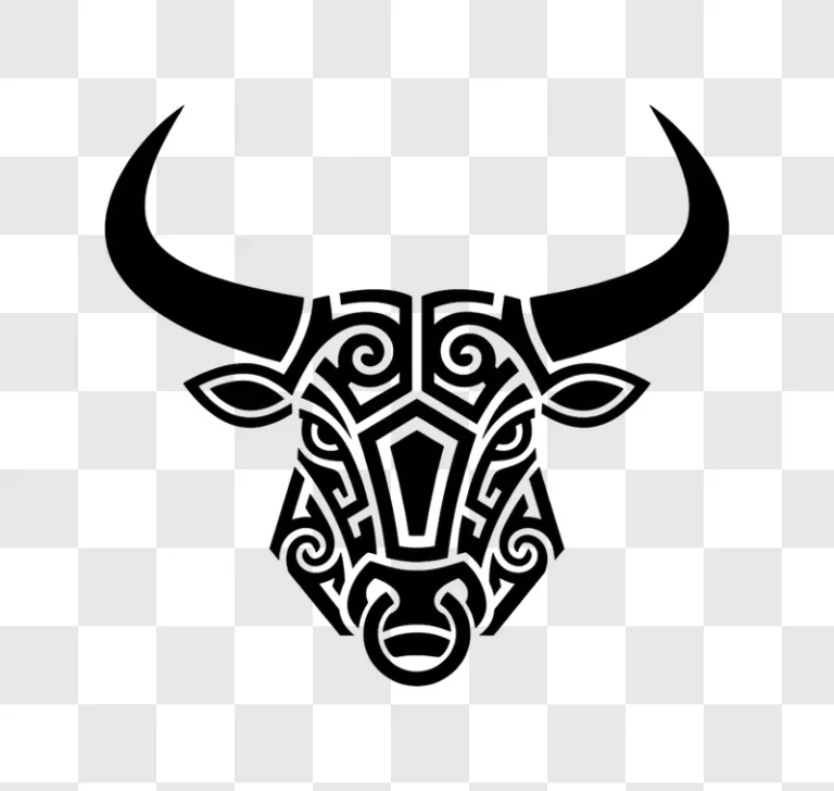 tribal bull head with ring in nose and ornate patterns edited