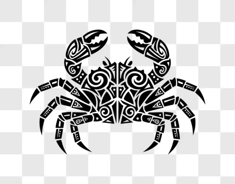 tribal crab tattoo design black and white edited