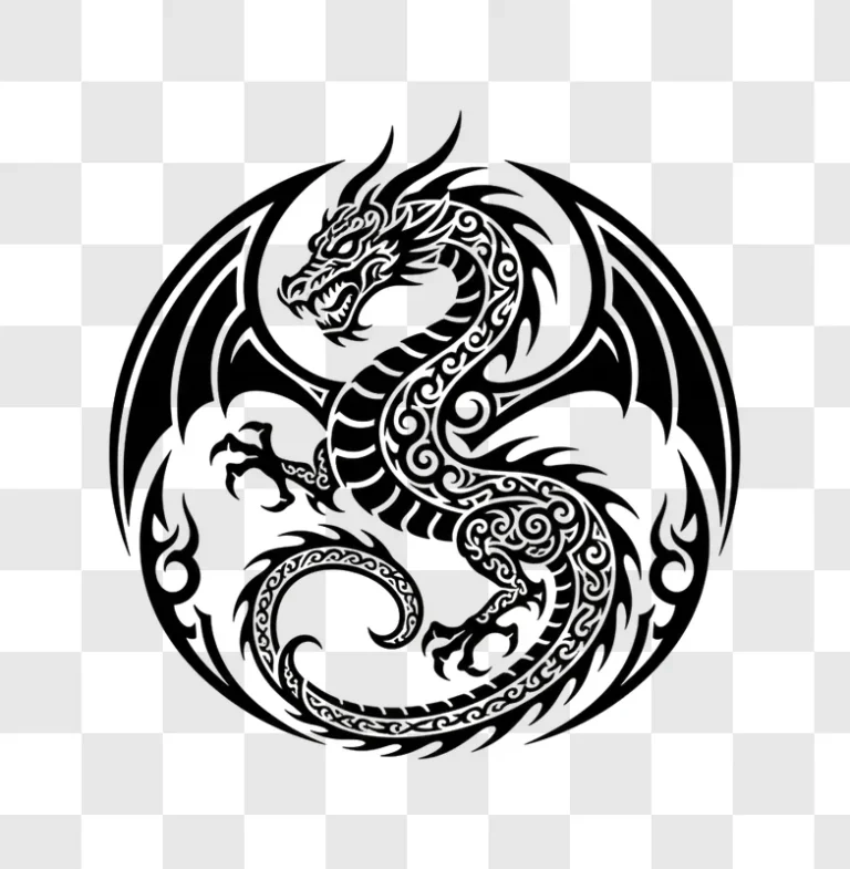 tribal dragon tattoo design black and white edited