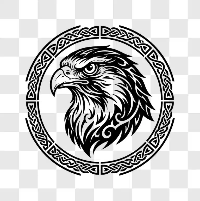 tribal eagle head emblem with celtic knot border edited
