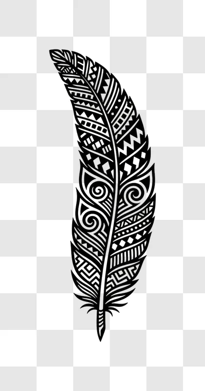 tribal feather design black and white illustration edited