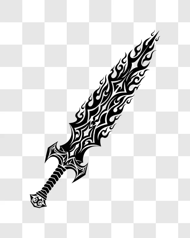 tribal flame sword tattoo design edited
