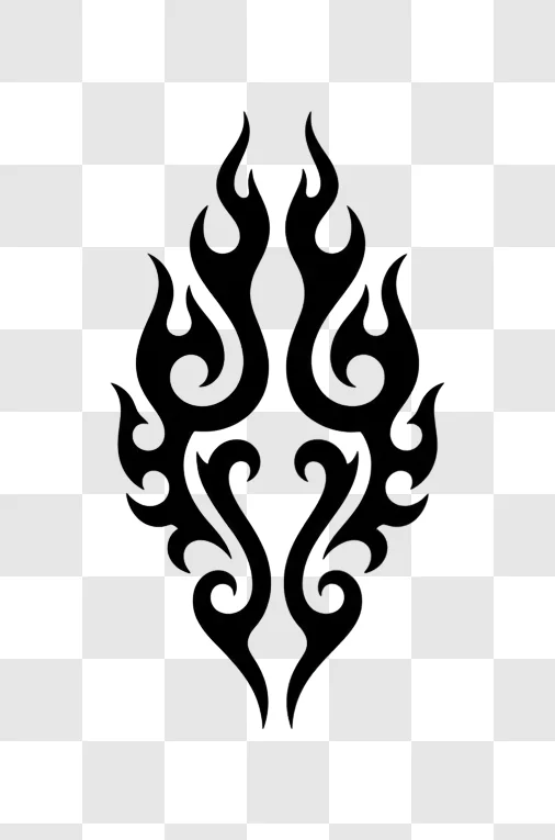 tribal flame tattoo design black silhouette edited