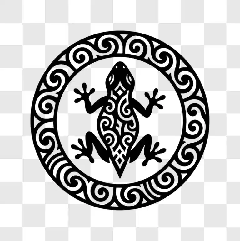 tribal gecko design circular ornament edited