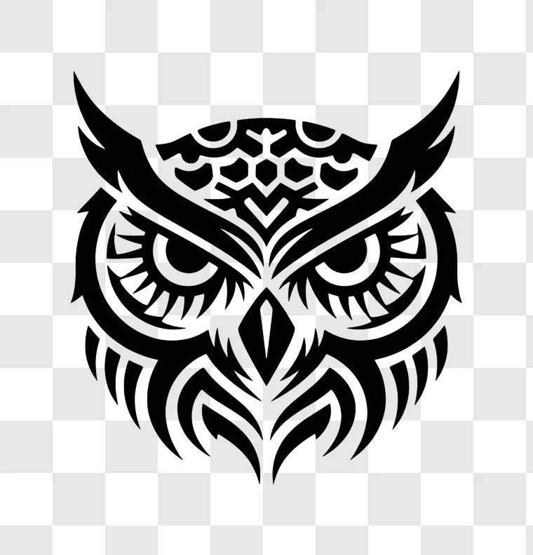 tribal owl face tattoo design graphic edited