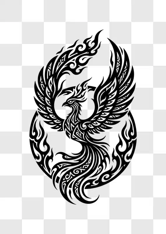 tribal phoenix bird tattoo design illustration edited