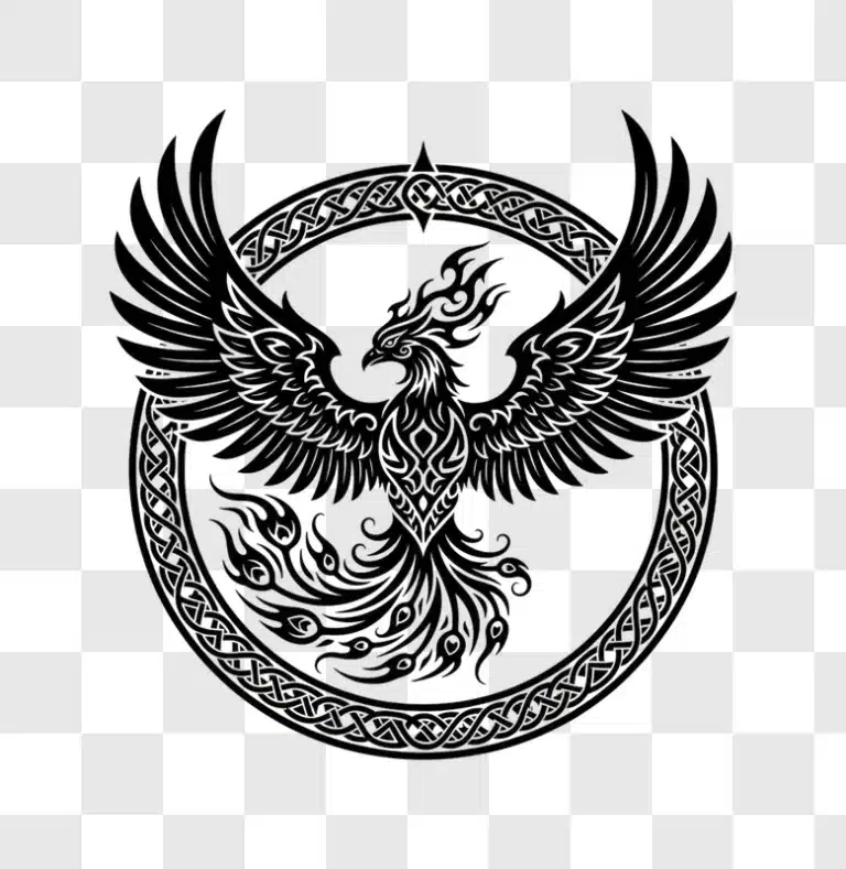 tribal phoenix tattoo design with celtic knot circle edited