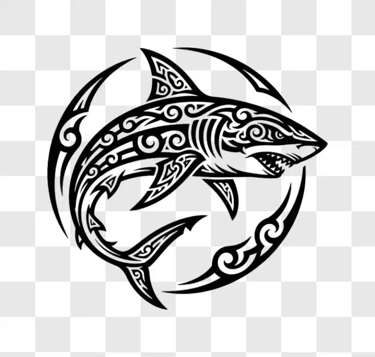 tribal shark tattoo design vector art edited