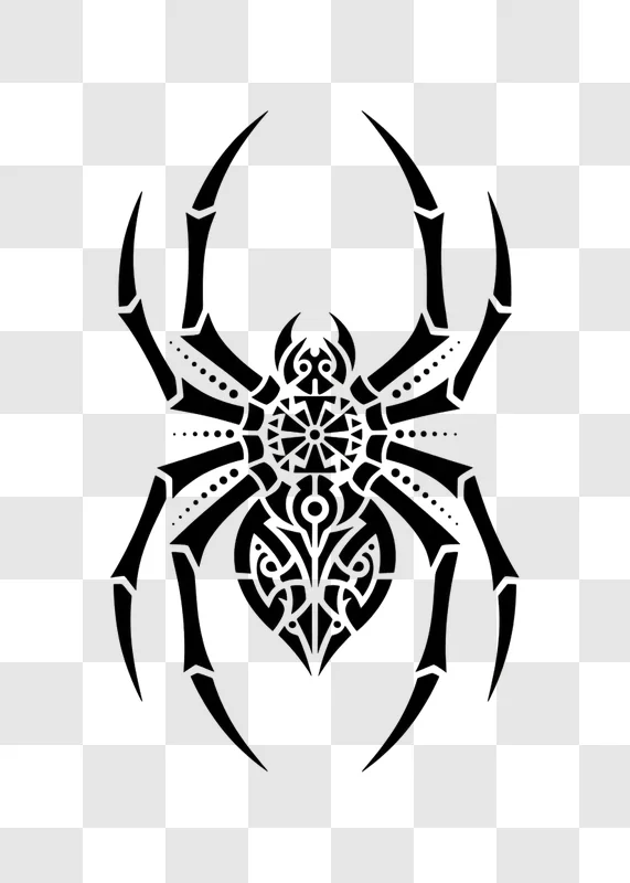 tribal spider tattoo design black silhouette edited