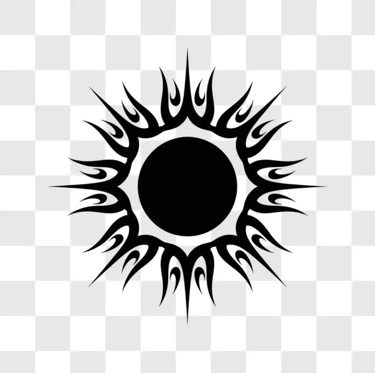 tribal sun tattoo design black and white edited