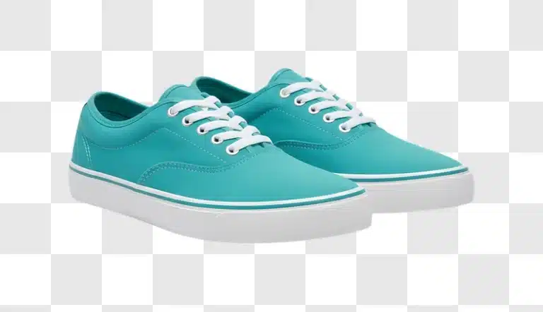 turquoise canvas sneakers with white laces and soles edited