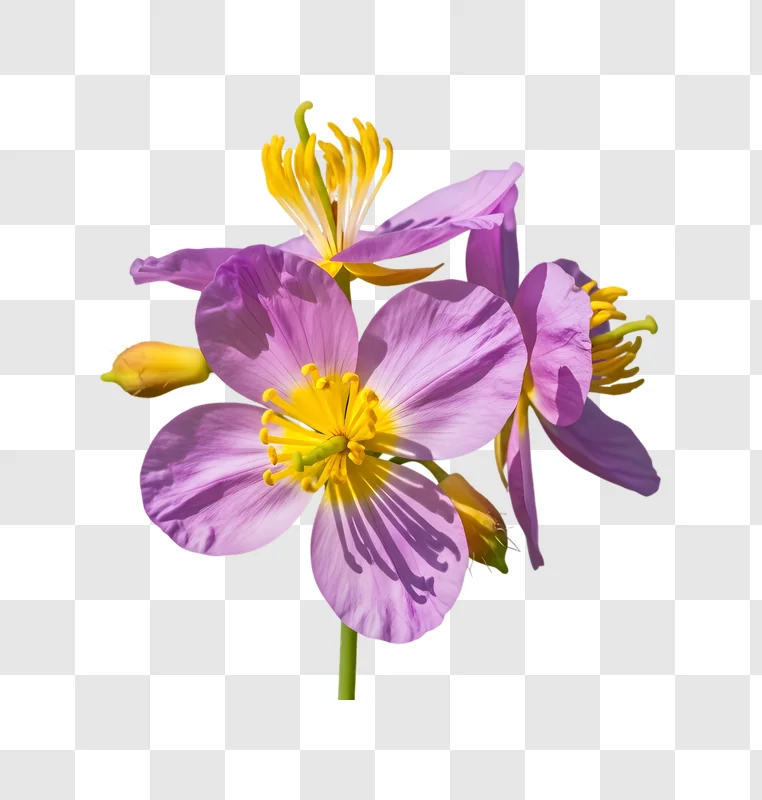 vibrant purple flowers with yellow centers edited