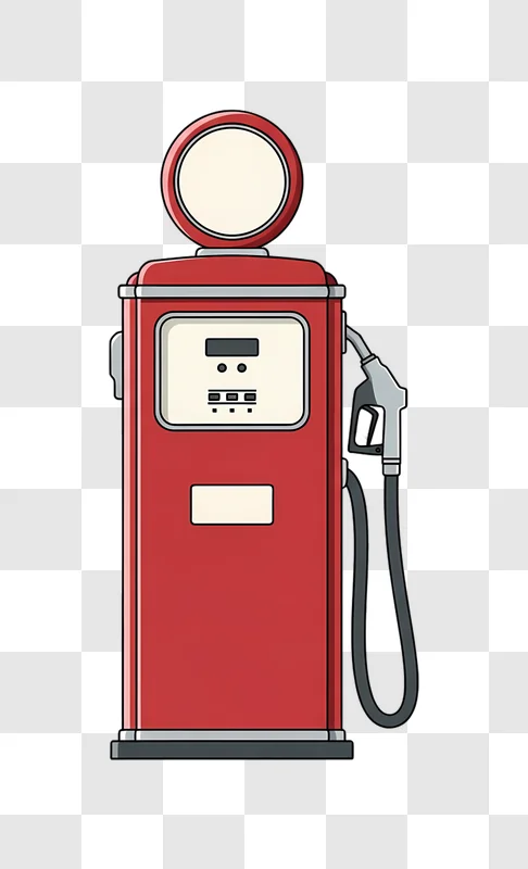 vintage red gas pump cartoon style edited