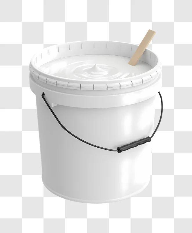 white bucket filled with thick white substance and wooden stick edited