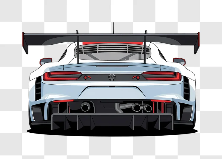 white opel sports car rear view illustration edited