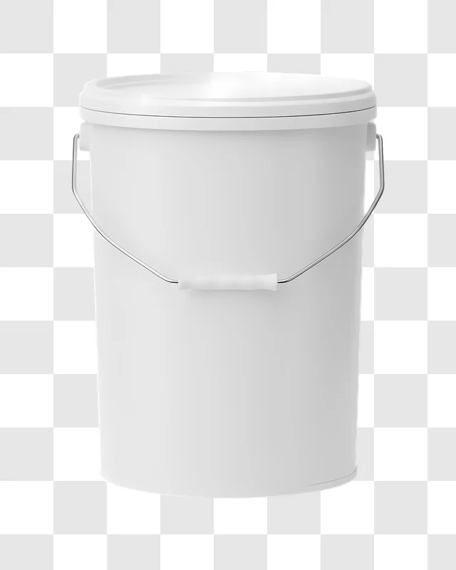 white plastic bucket with handle and lid edited