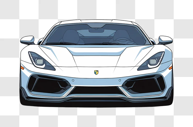 white sports car front view isolated vector art edited
