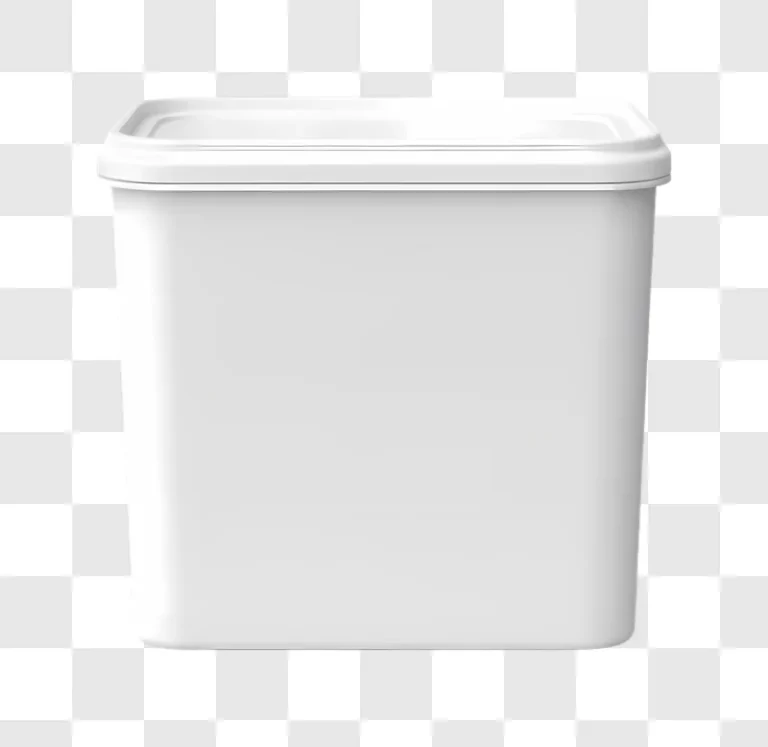 white square plastic container with lid isolated on white background edited