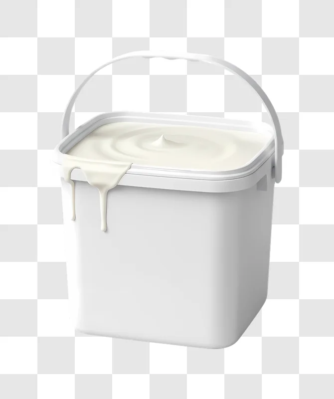 white bucket with creamy substance and handle edited