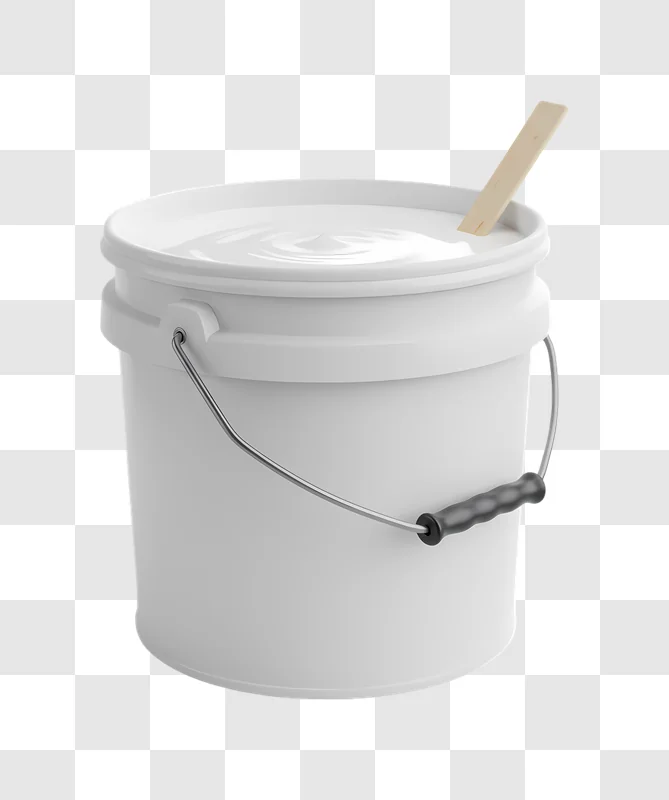 white bucket with lid and stirring stick edited