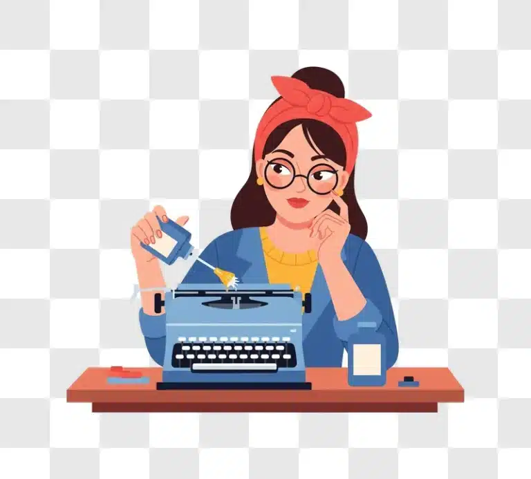 woman refilling ink on an old typewriter edited