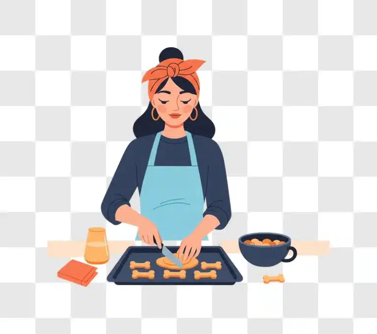 woman baking homemade dog treats in the kitchen edited