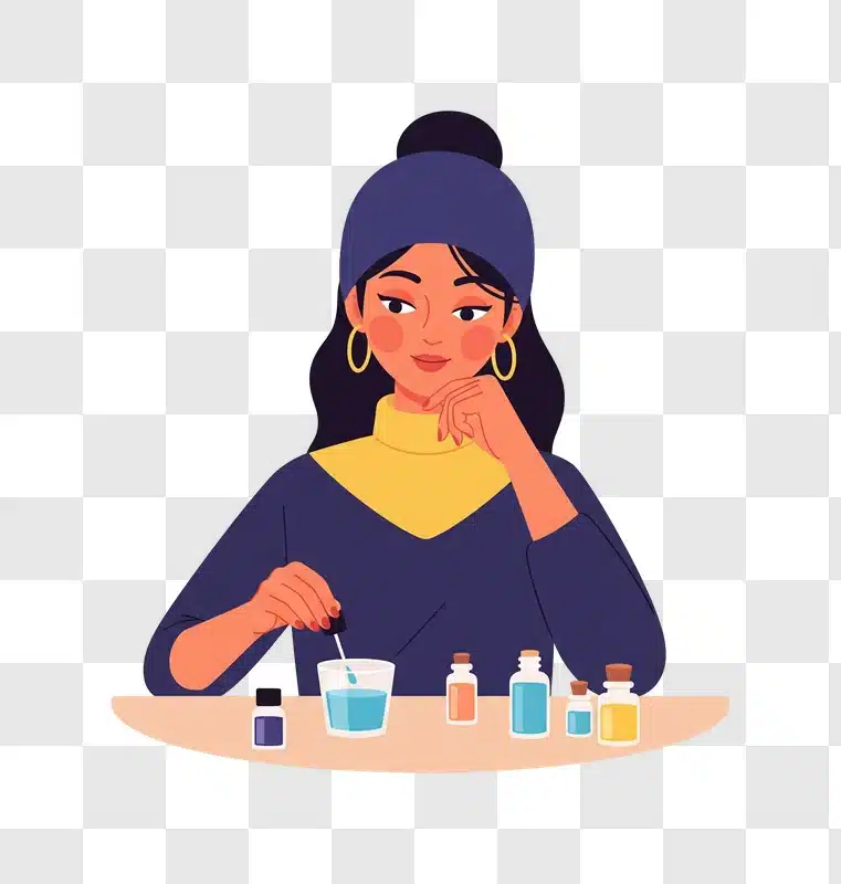 woman mixing essential oils for aromatherapy and skincare edited